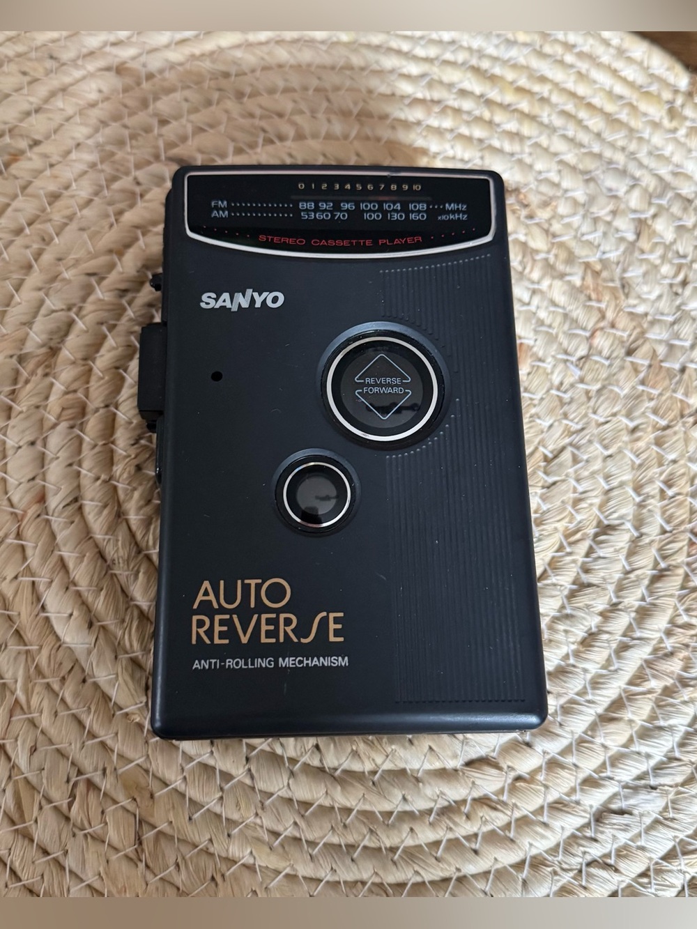 ‘80s Sanyo Auto Reverse Stereo Cassette Player - Vintage Cassette Player